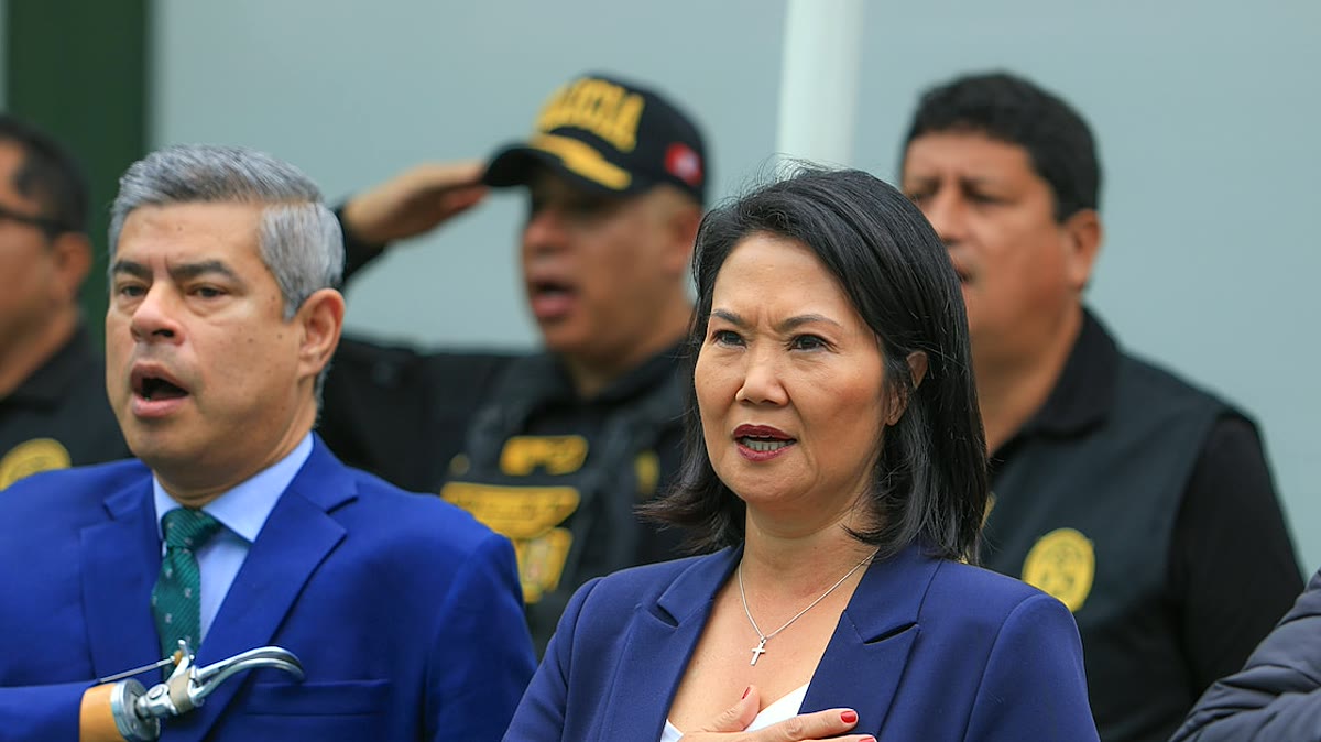 Keiko Fujimori durante su discurso en San Juan de Lurigancho