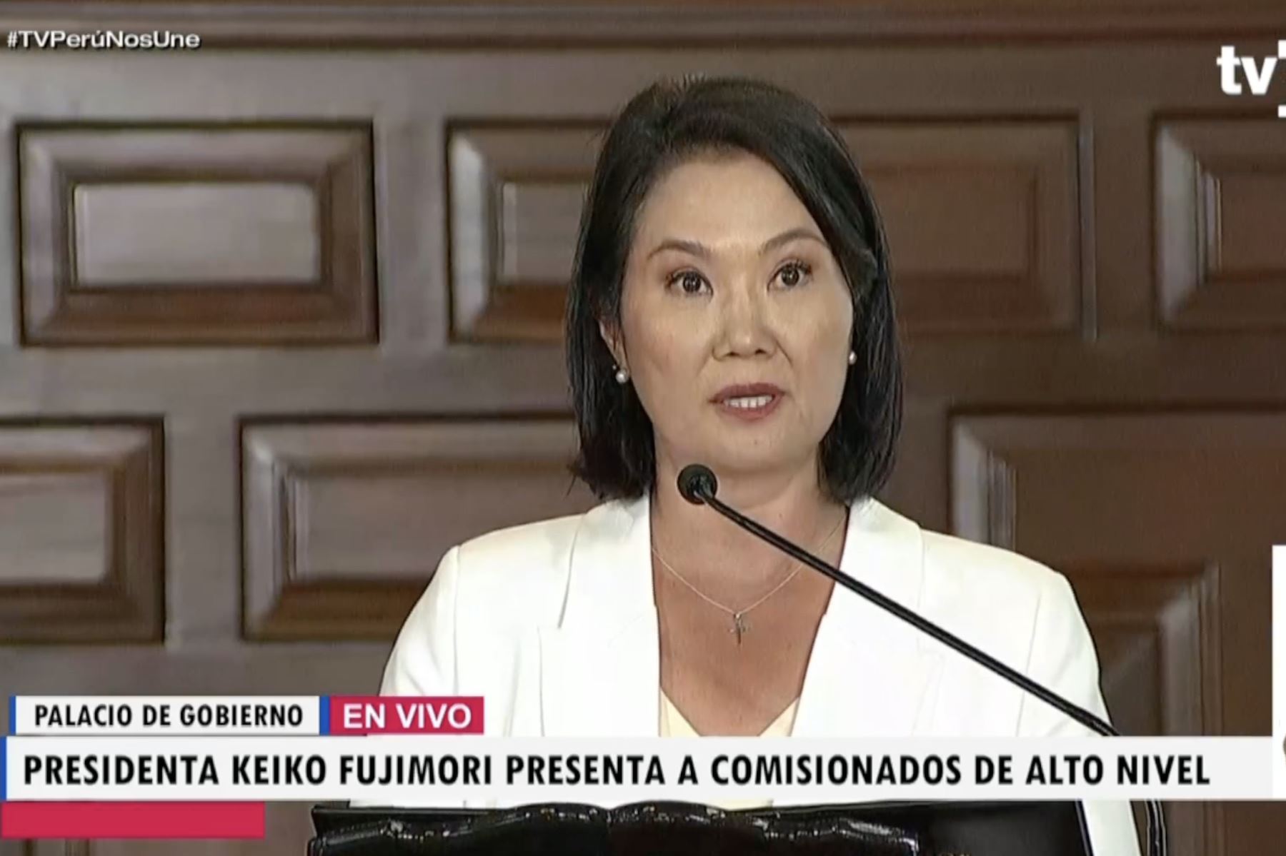 Presidenta de la república, Keiko Fujimori Higuchi, durante su mensaje sobre la visión económica del Gobierno