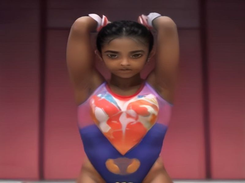 Simone Biles sonriendo en conferencia de prensa en Lima