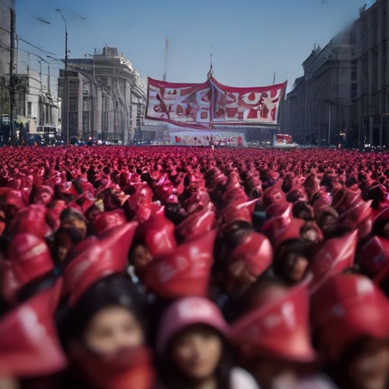 Trabajadores peruanos celebrando el aumento del sueldo mínimo frente al Palacio de Gobierno